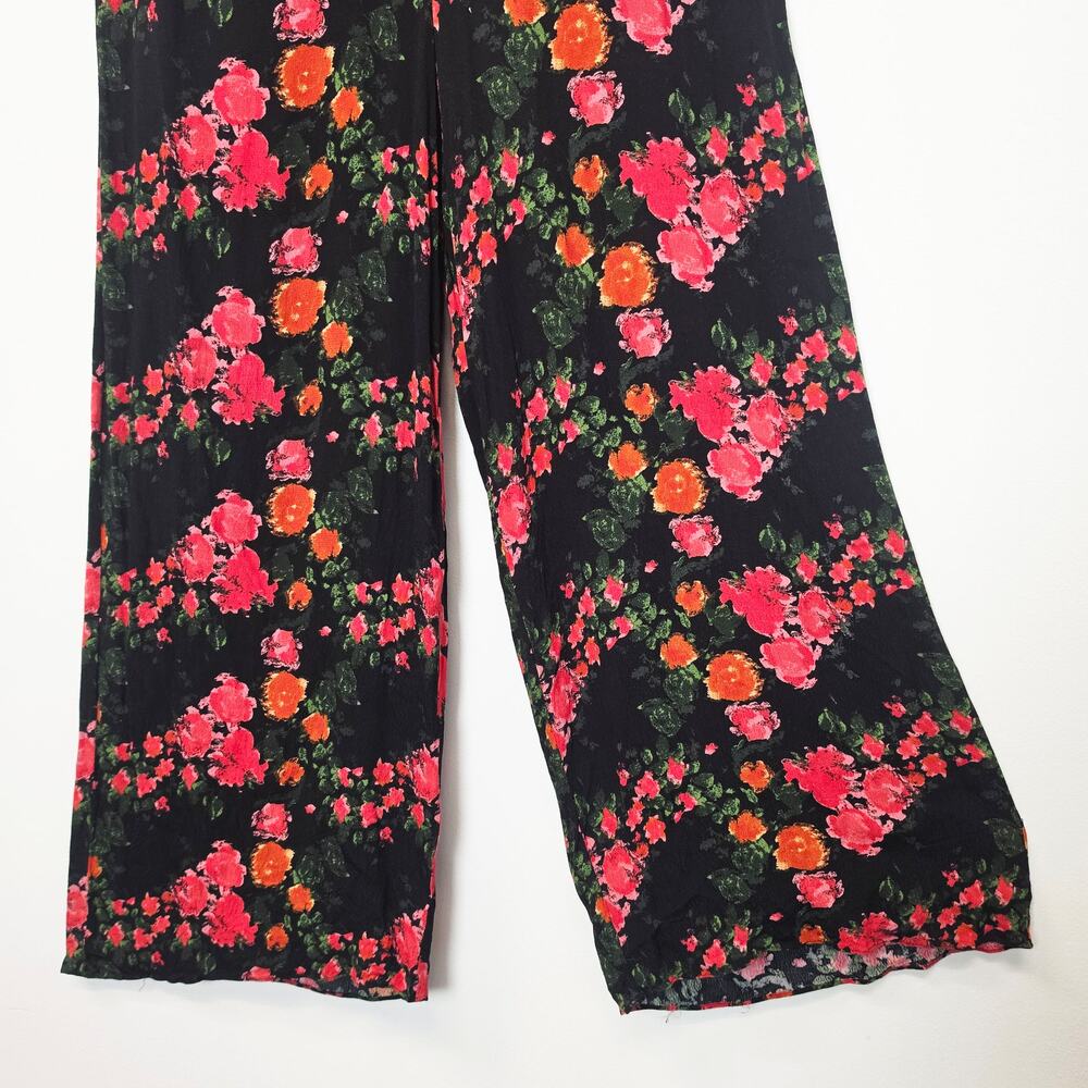 Anthropologie Tracy Reese Laurete Black Floral Jumpsuit Medium Boho Cottagecore - Picture 8 of 10